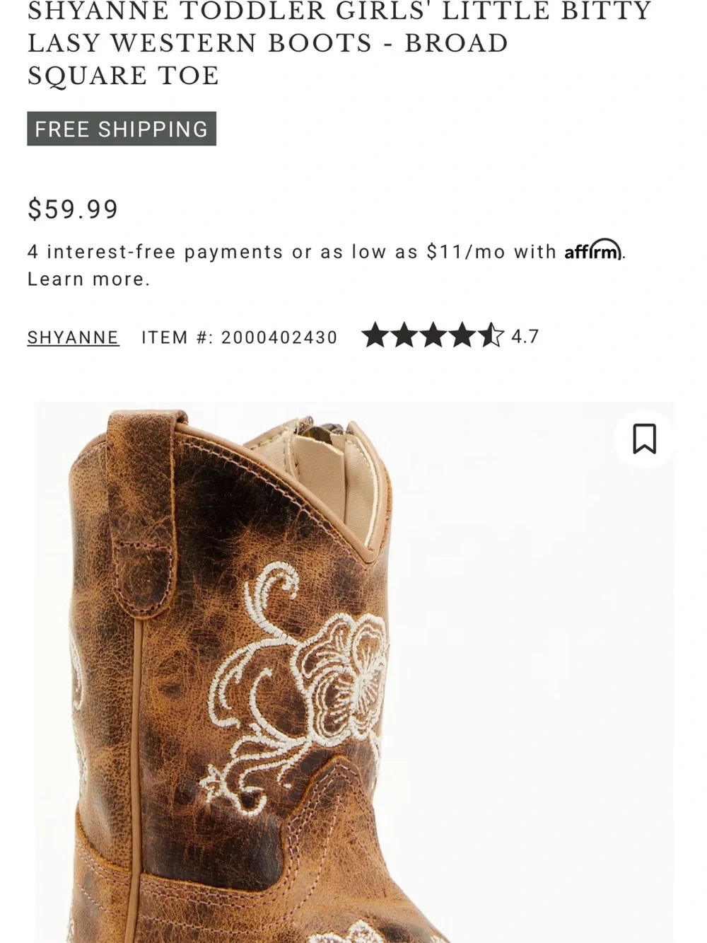 Shyanne Brown Kids' Western Embroidered Boots with Cream Stitching